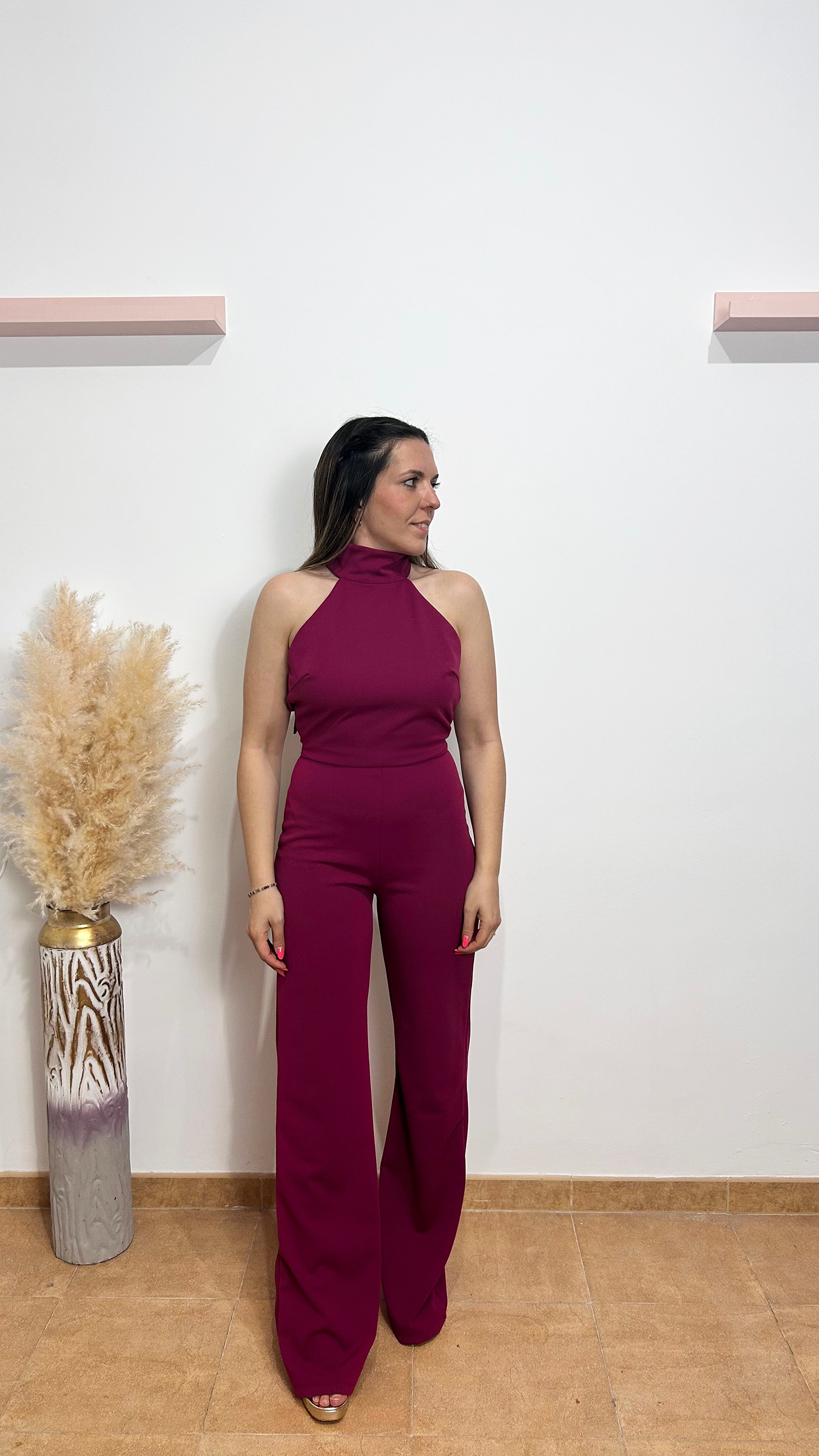 Mono halter acampanado amarena