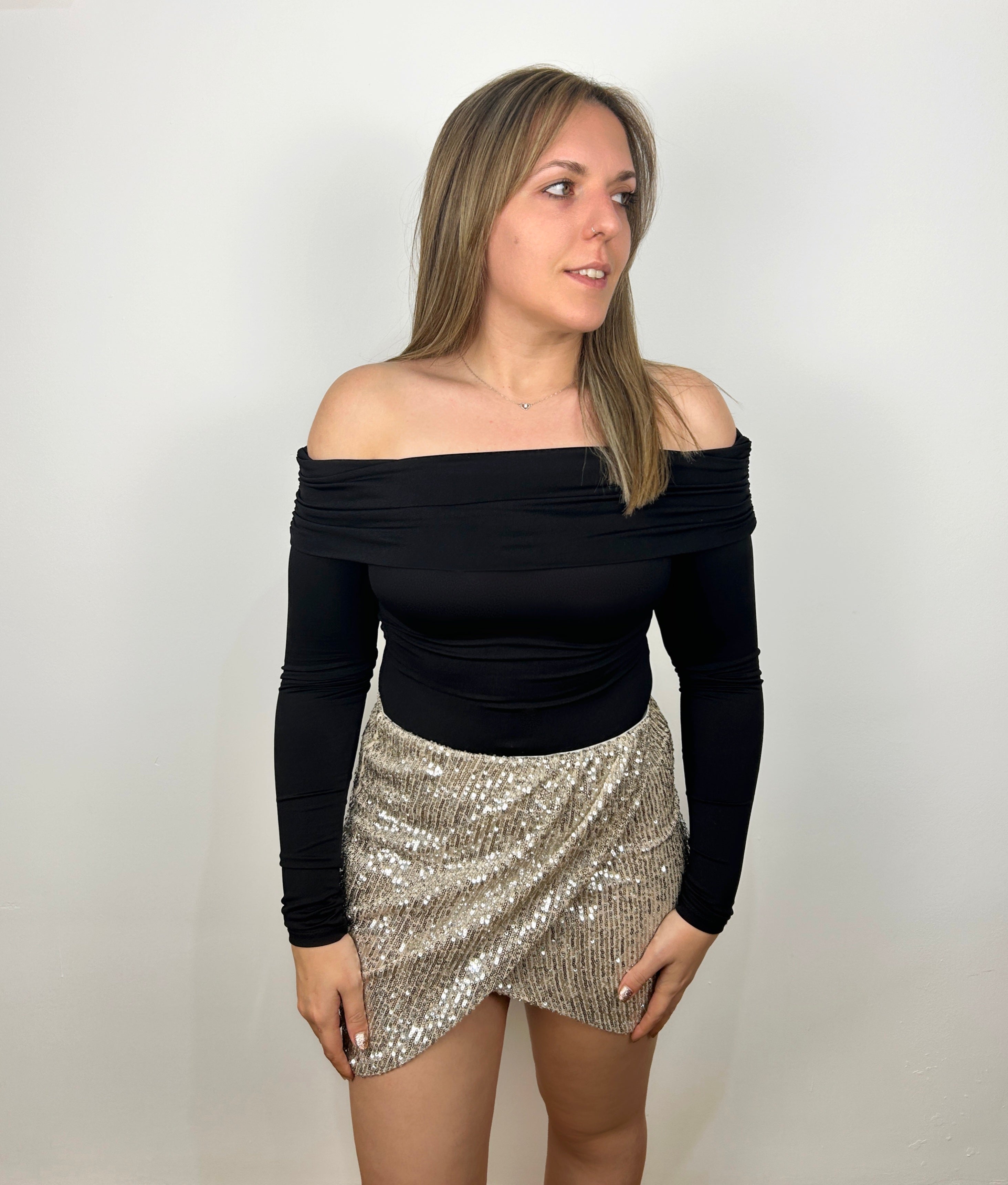 Silver sequin skirt