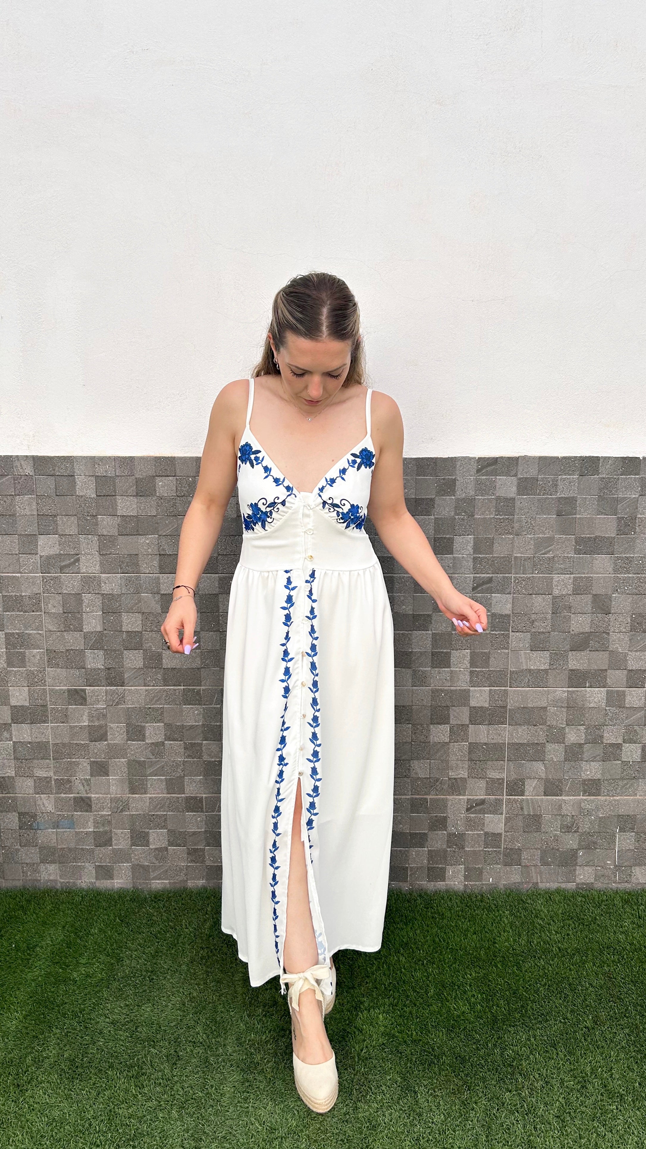 White floral midi dress