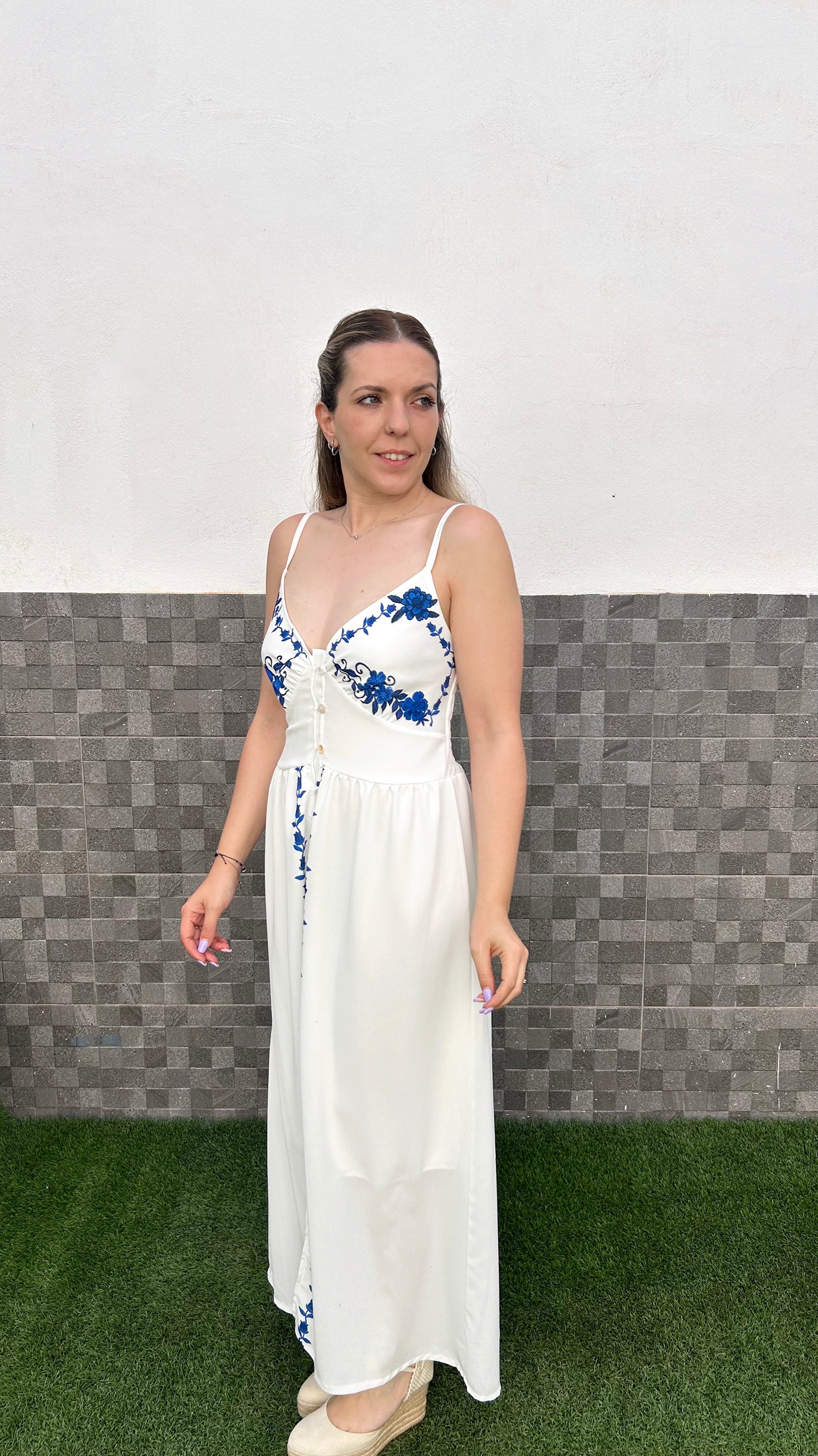 White floral midi dress