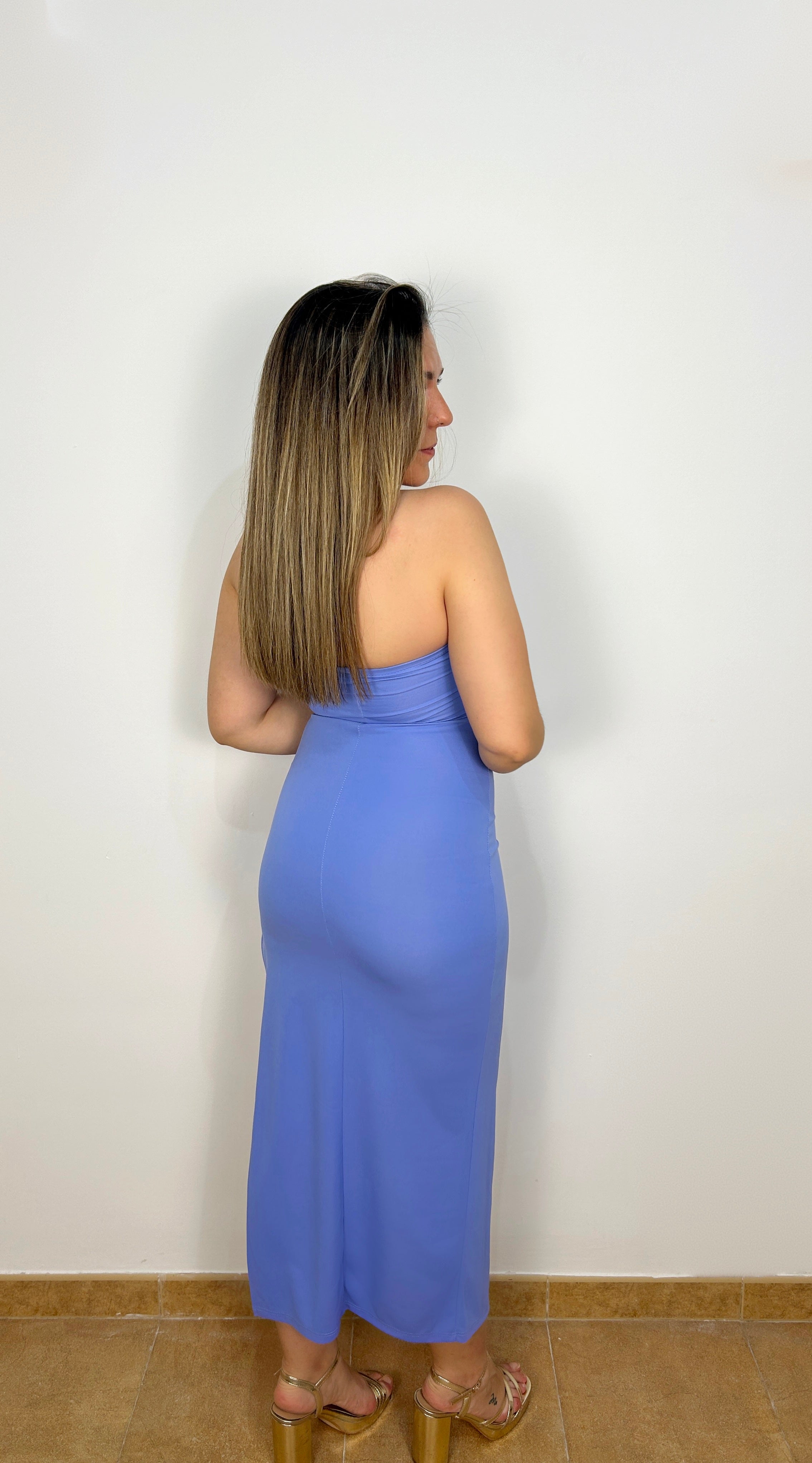 Blue word midi dress