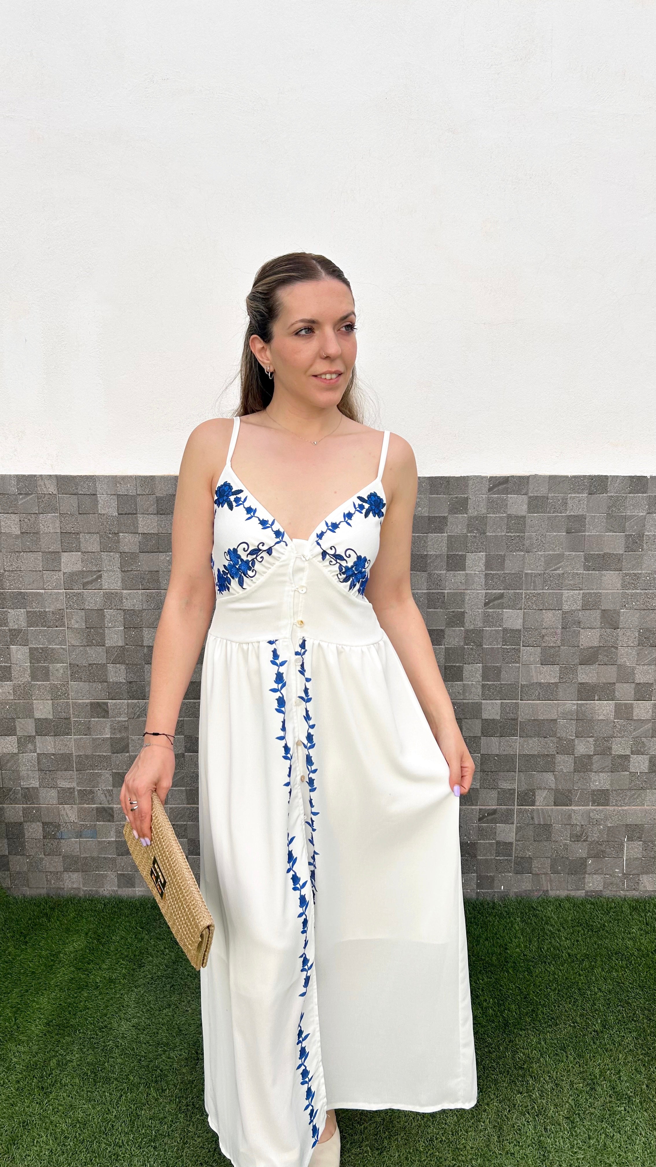 White floral midi dress