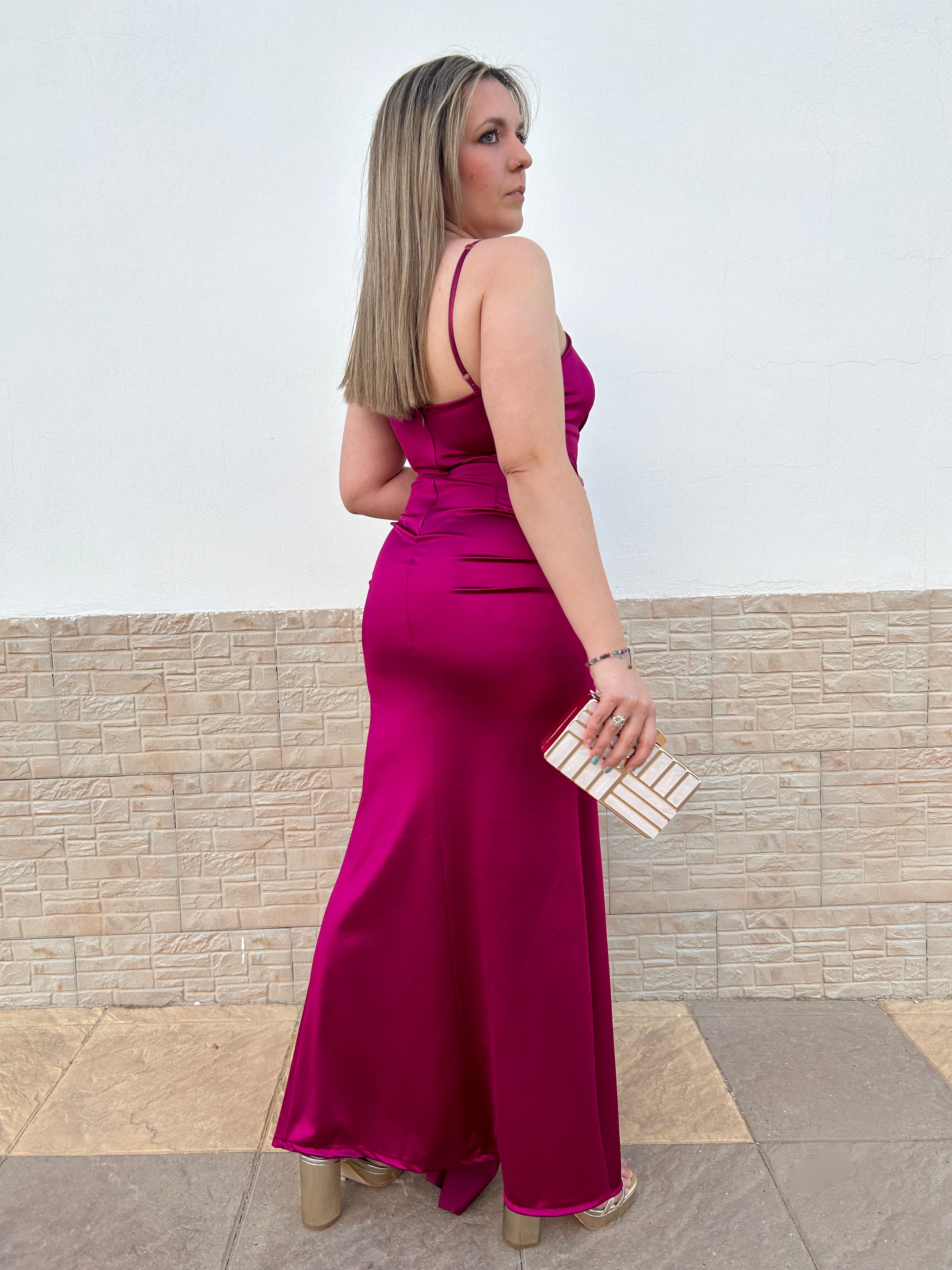 Cherry cape dress with opening