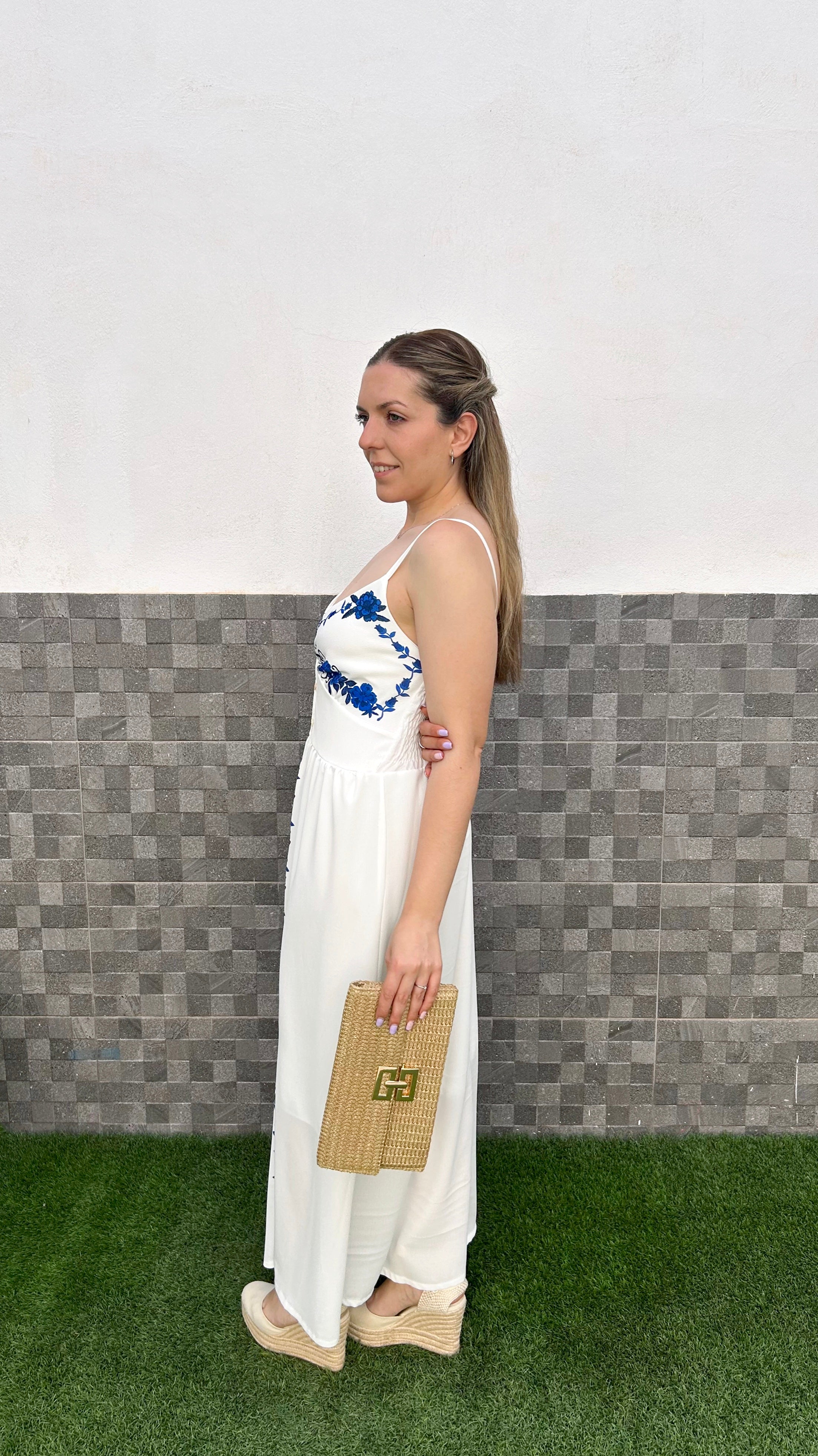 White floral midi dress