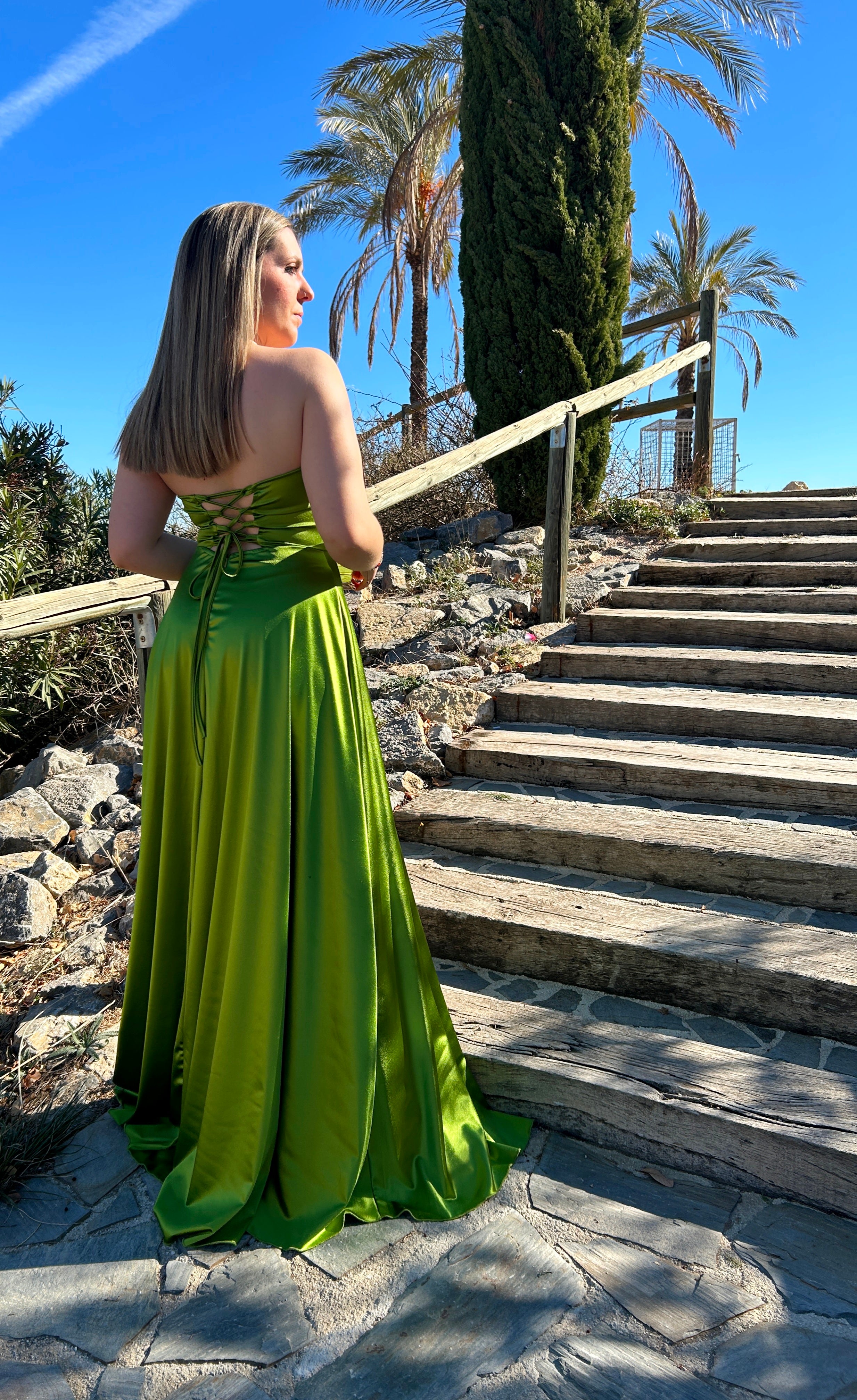 Vestido corsé palabra verde