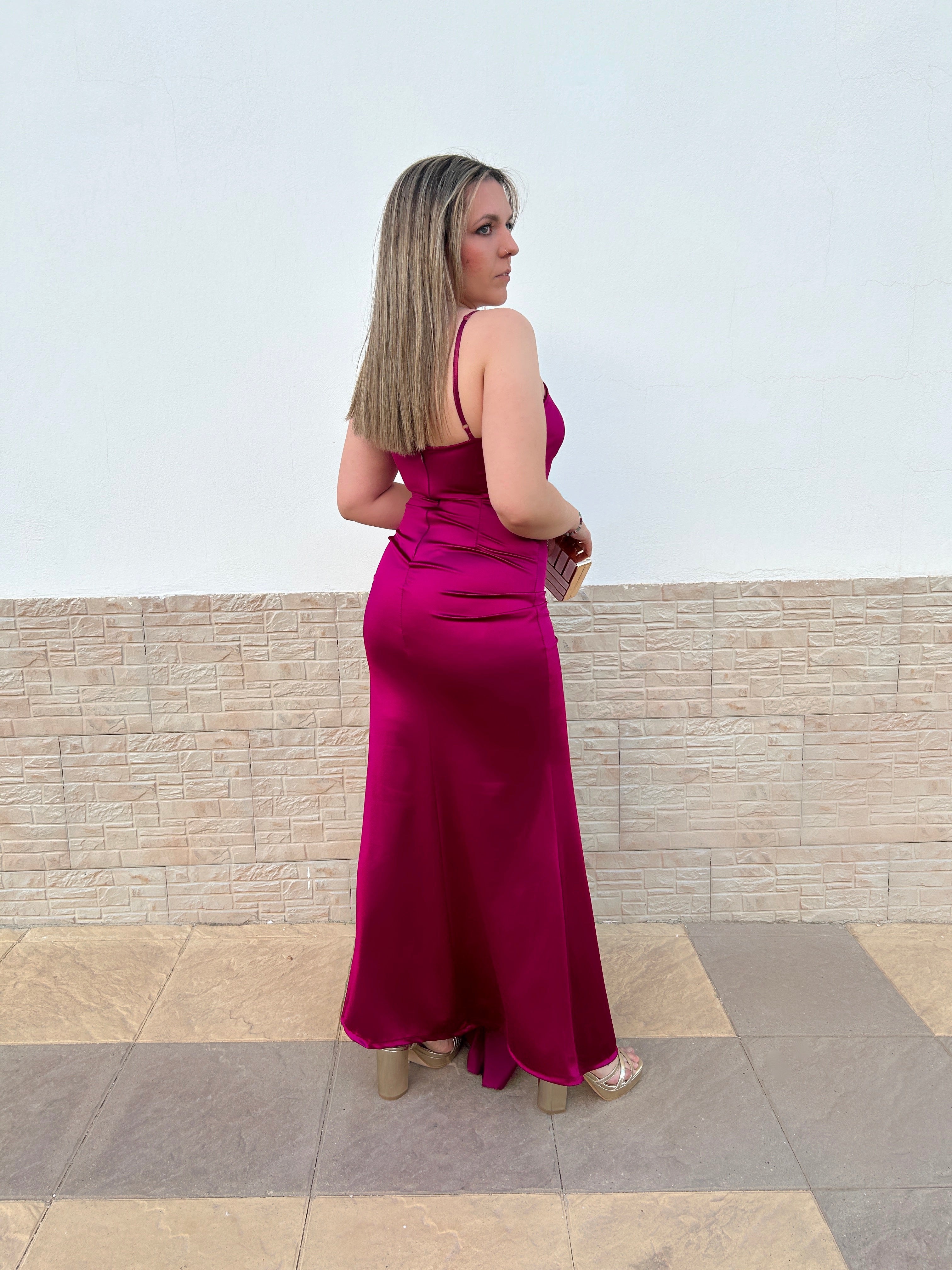 Cherry cape dress with opening