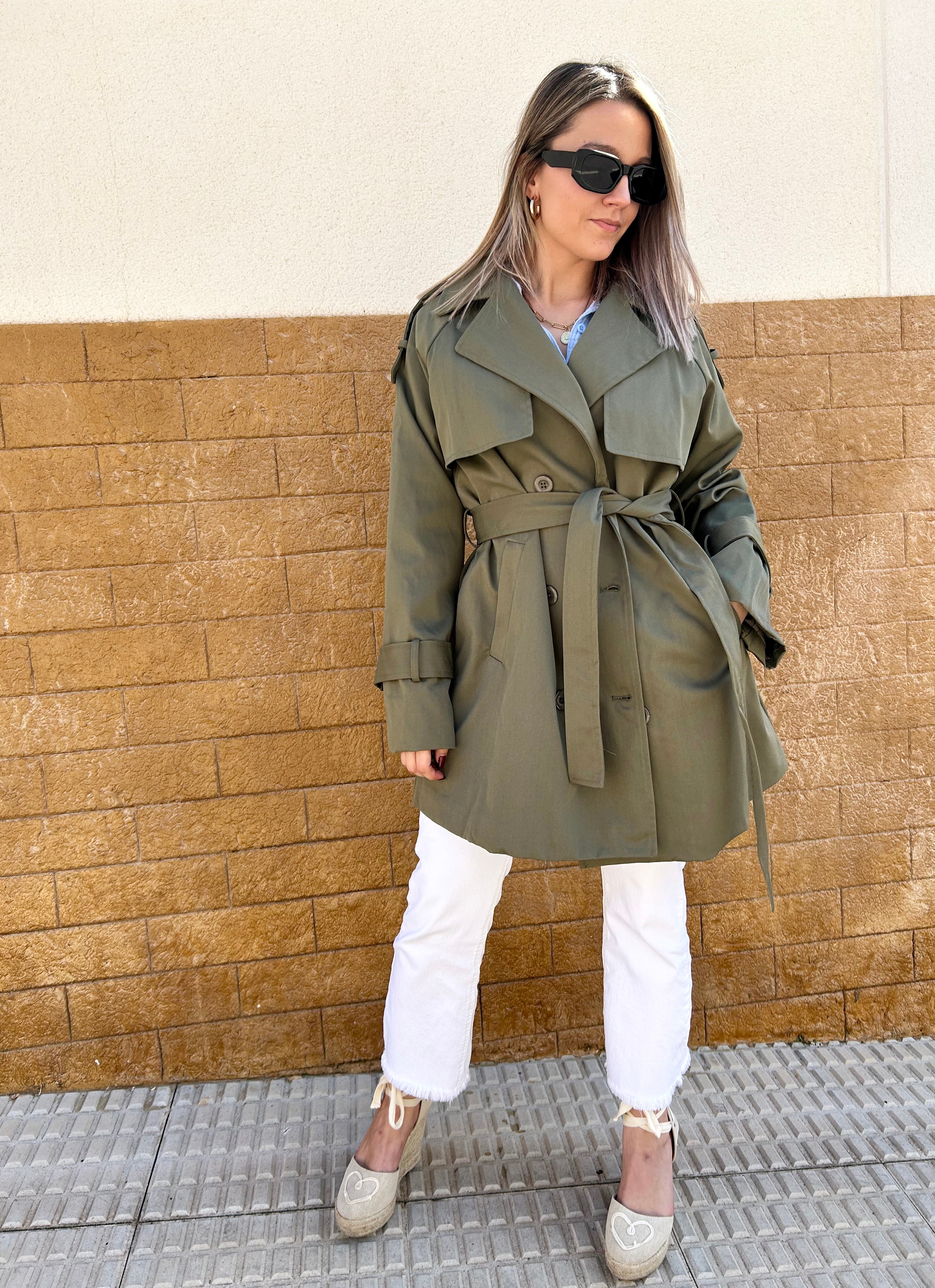 Oversized khaki trench coat