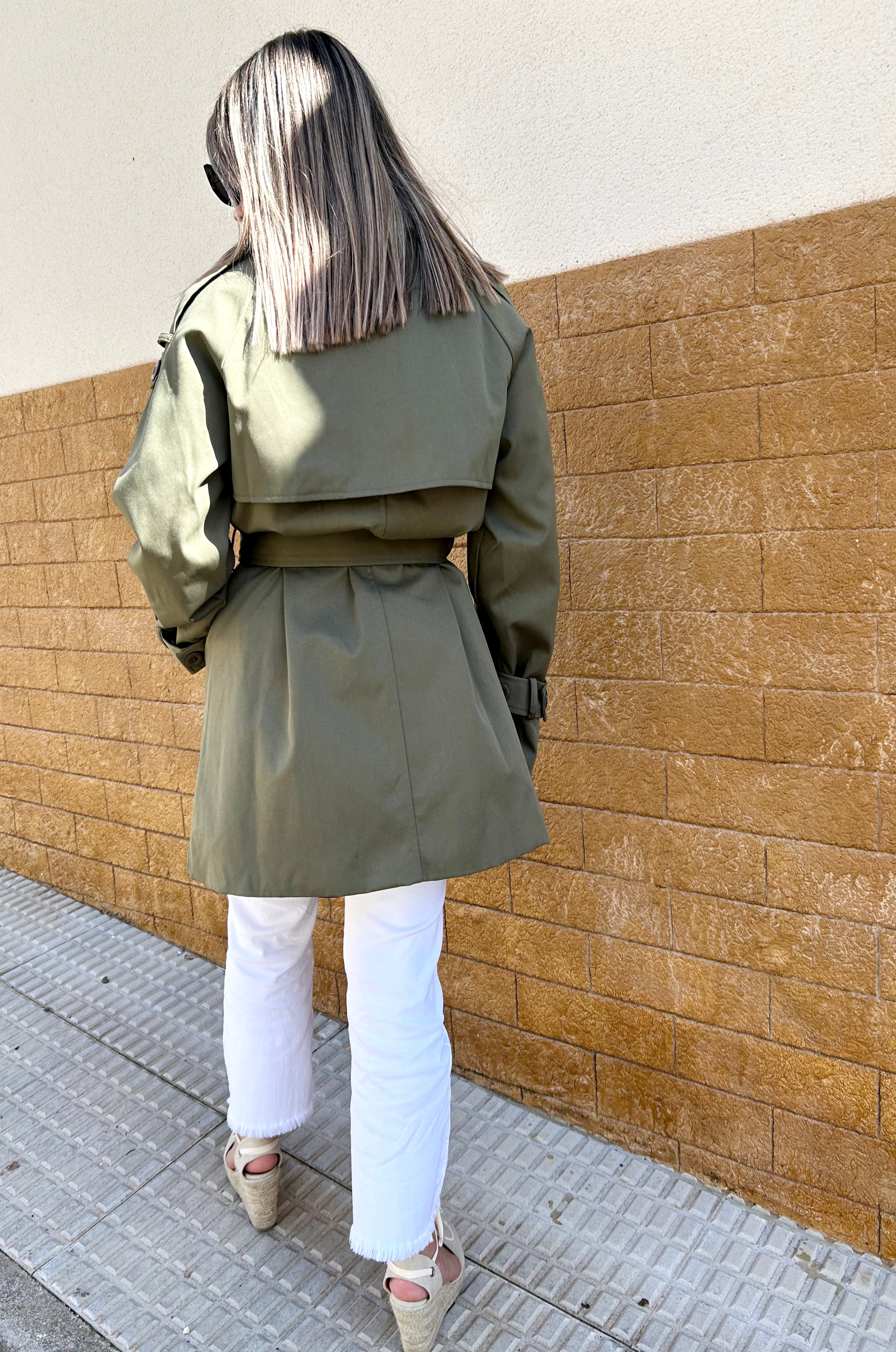 Oversized khaki trench coat