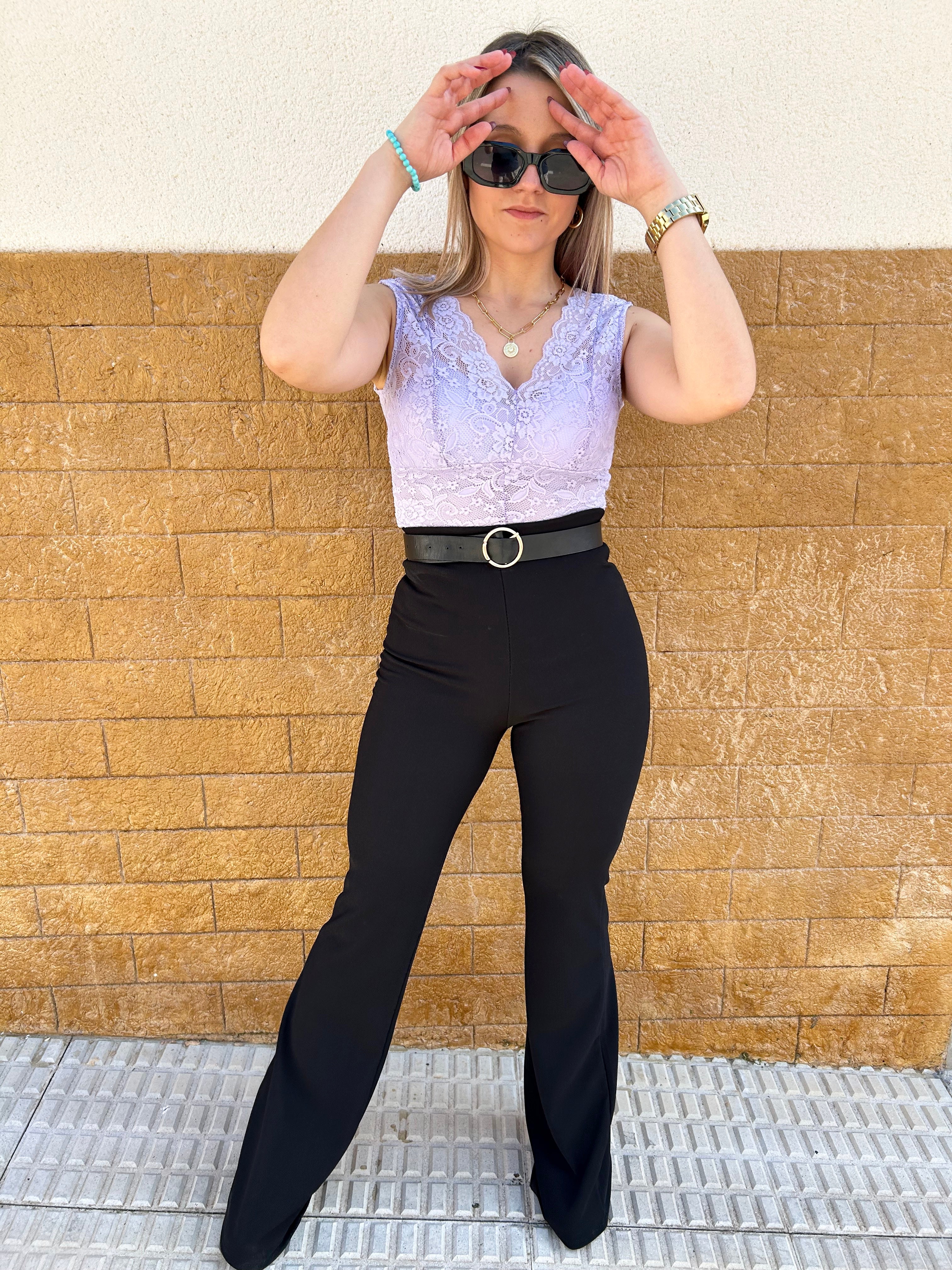 Pantalón acampanado otoman negro