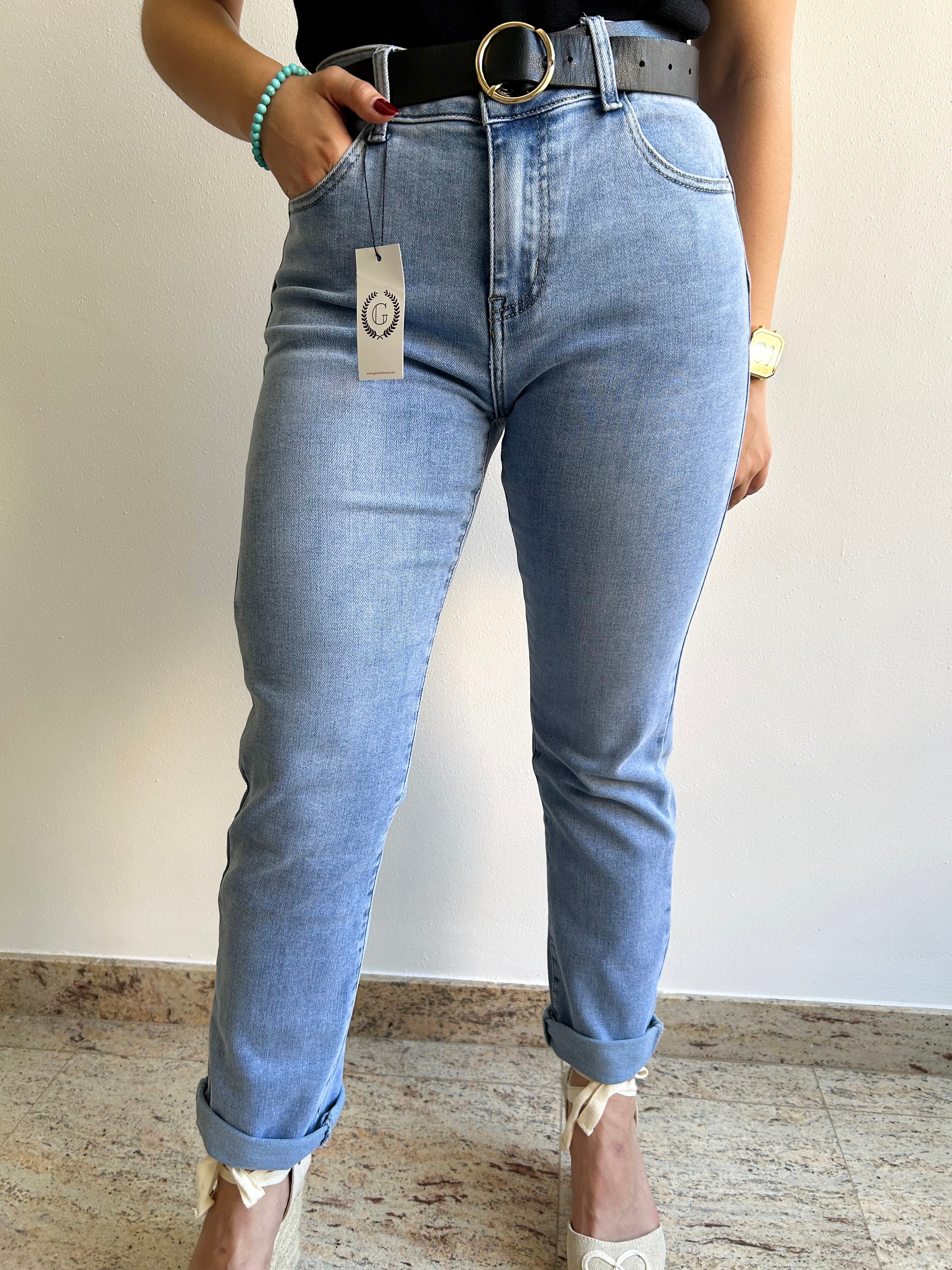Pantaloni dritti in denim push up