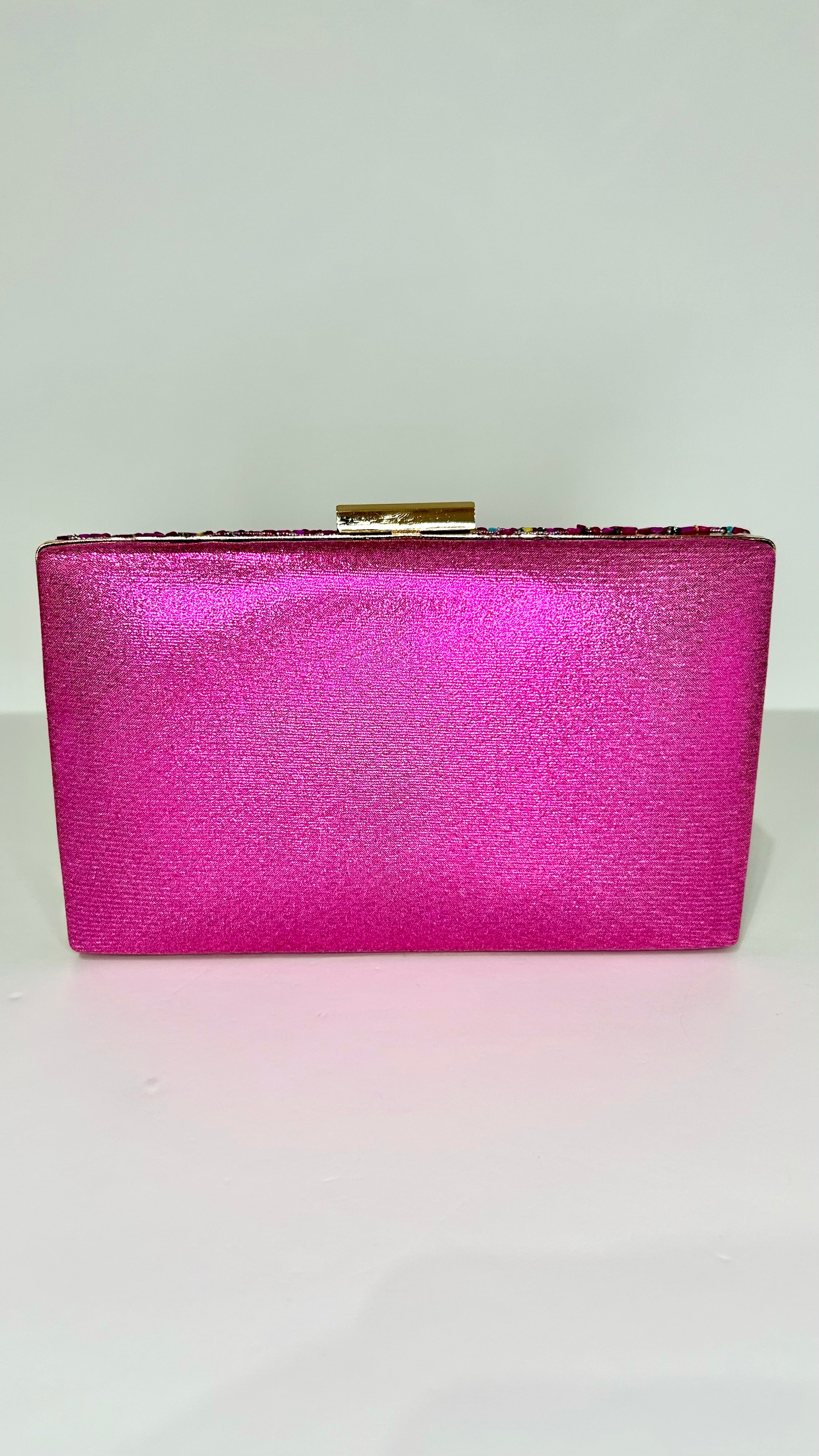 Bougainvillea metallic rhinestone clutch