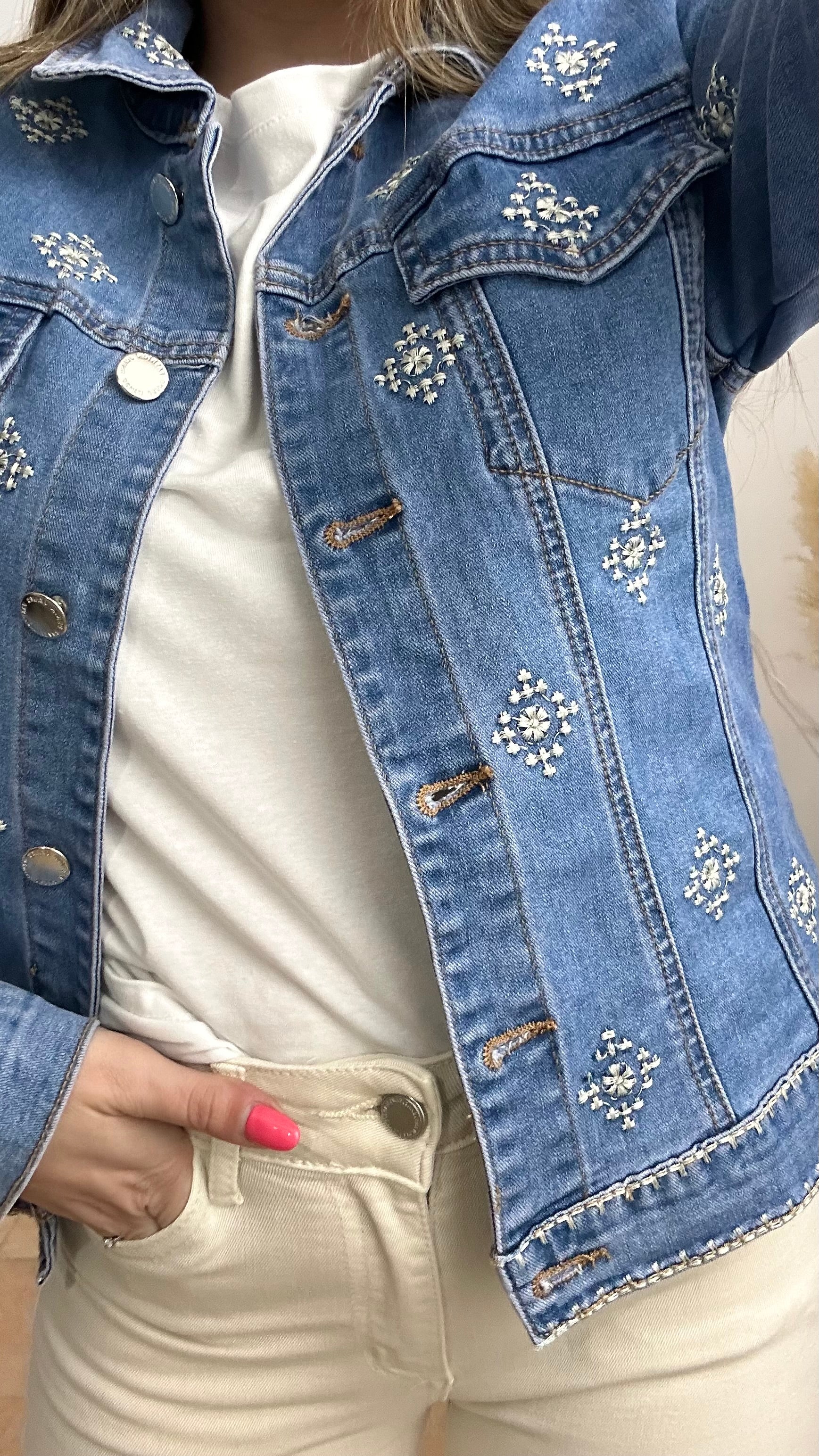 CHAQUETA DENIM BORDADA