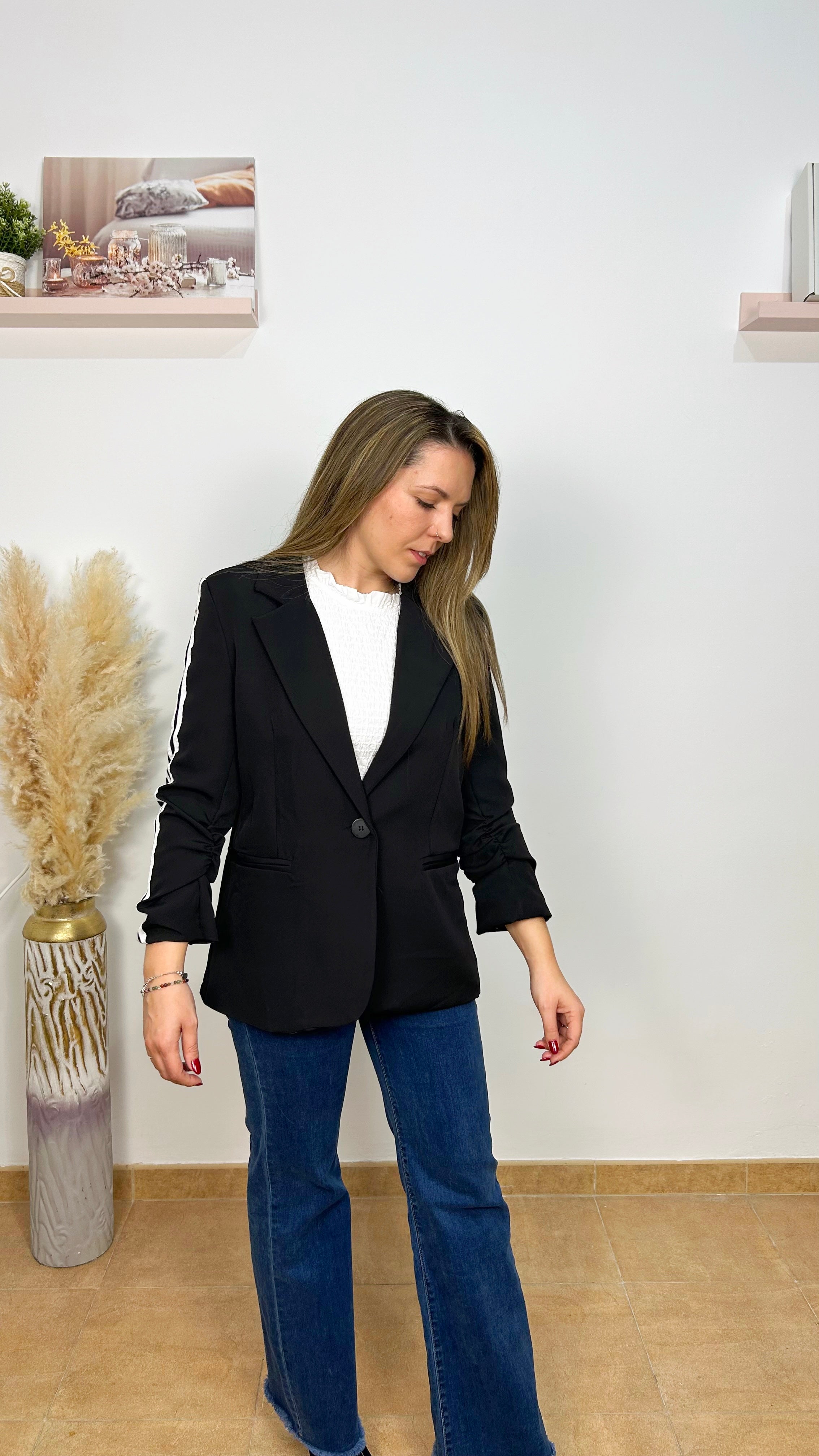 Blazer rayas laterales negro