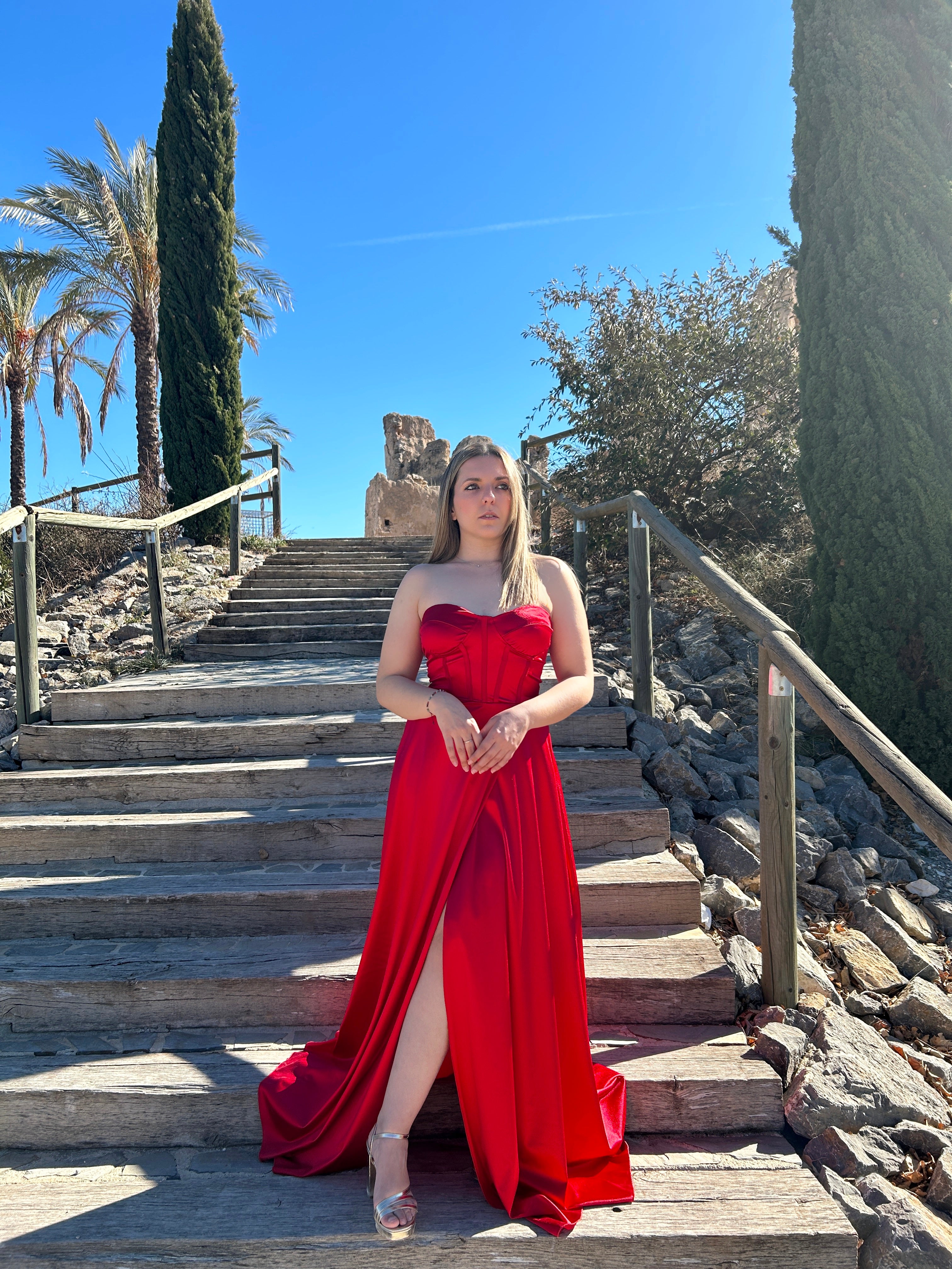 Red word corset dress