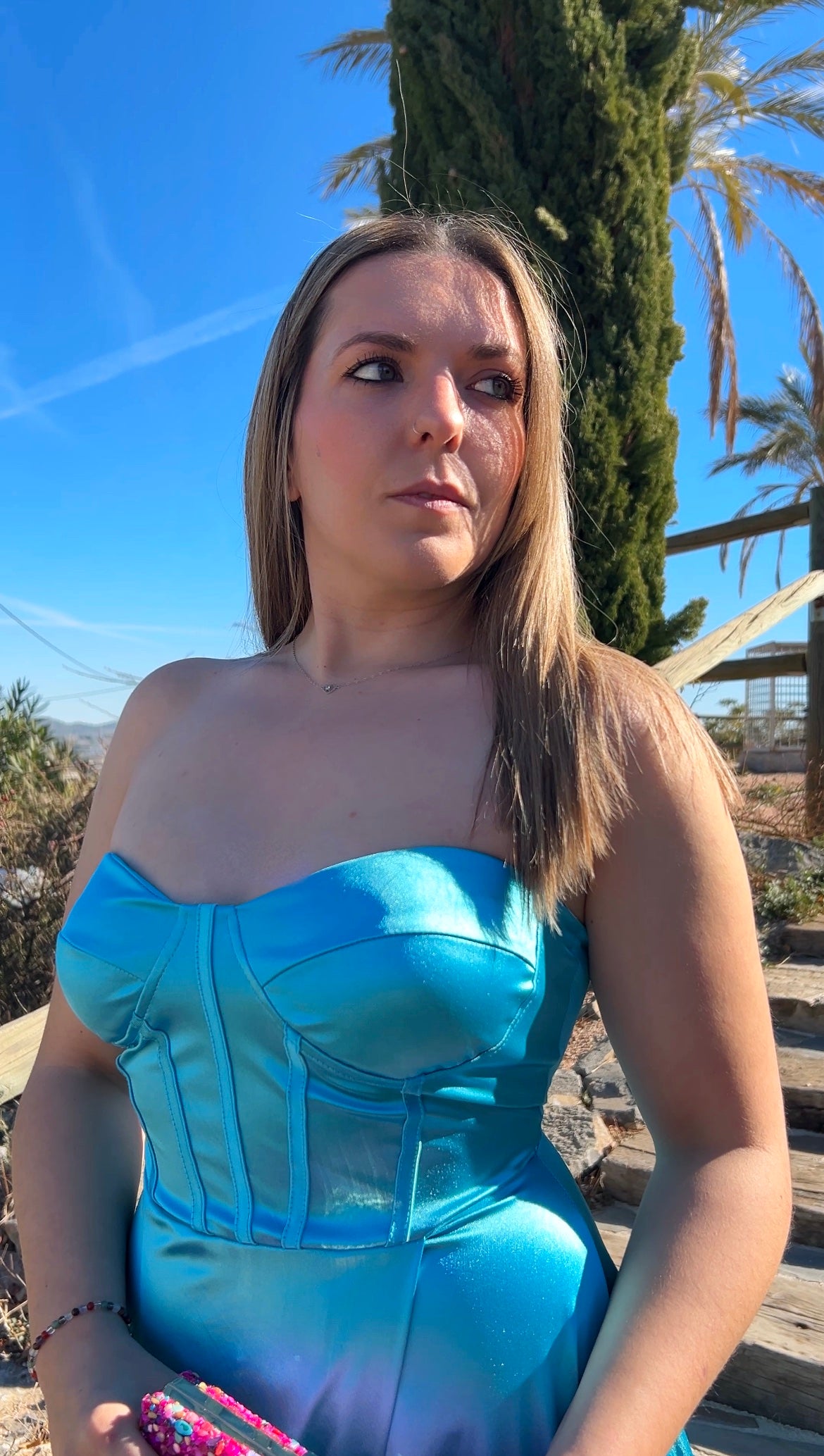 Turquoise word corset dress