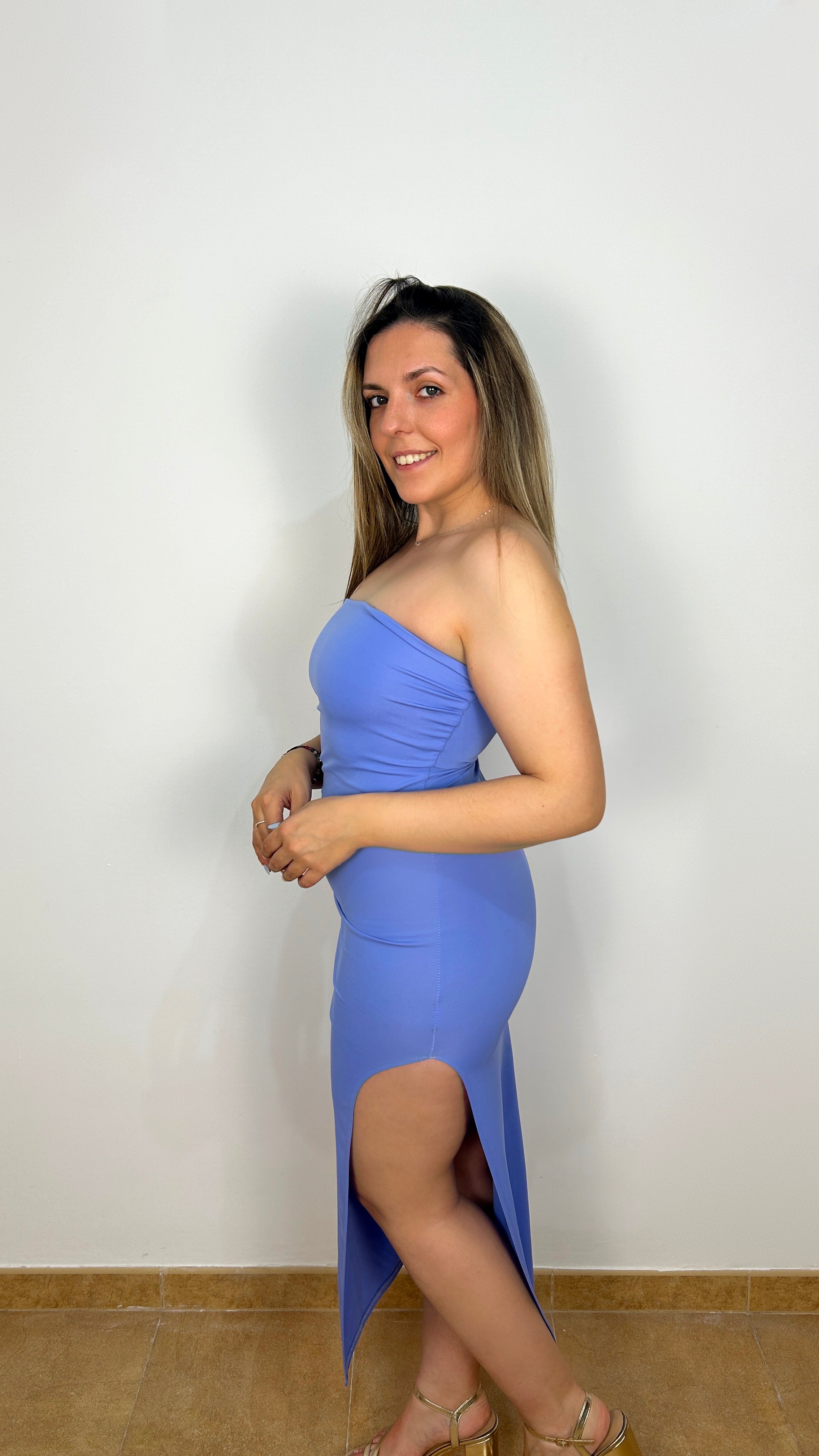 Vestido midi palabra azul