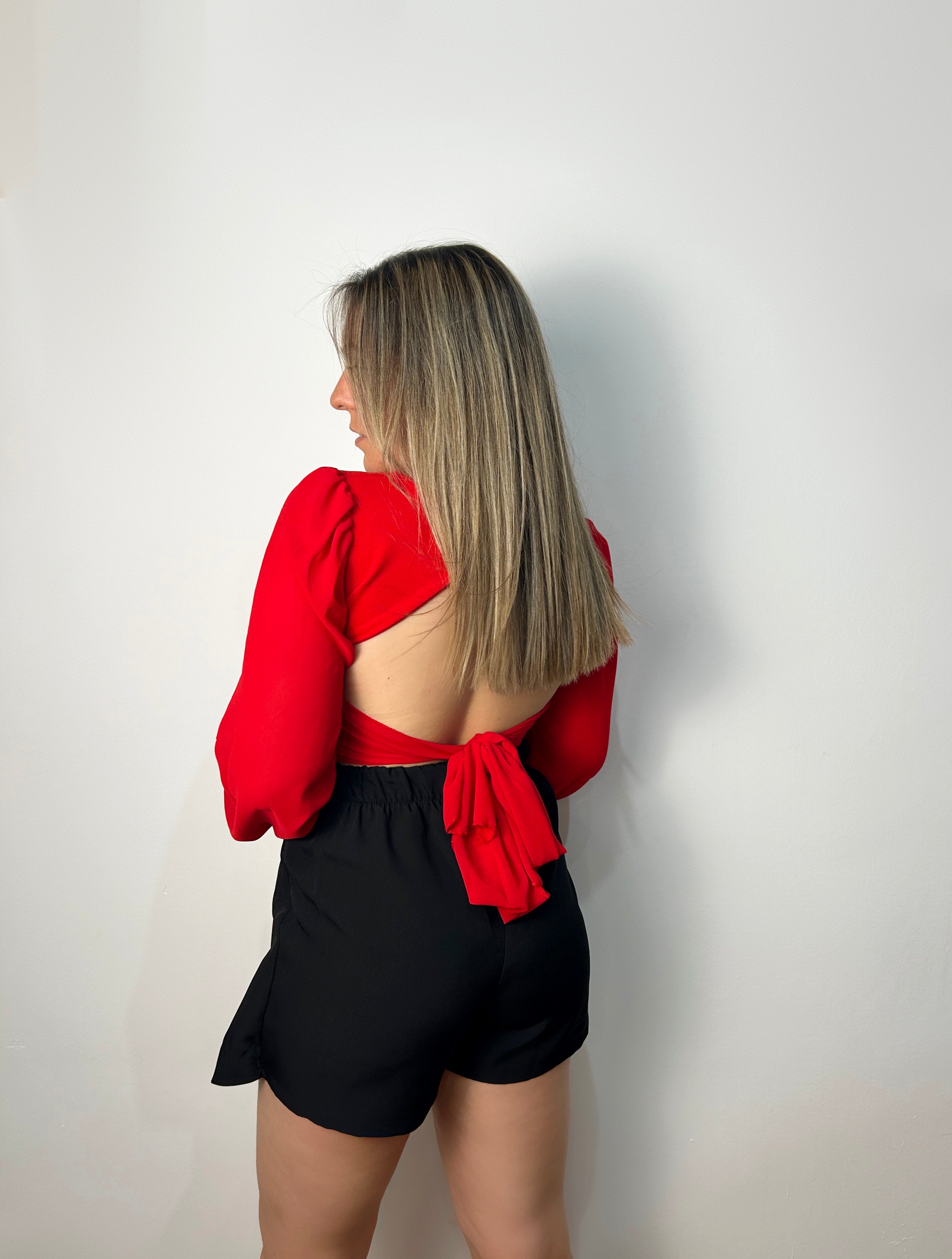 Red back bow top