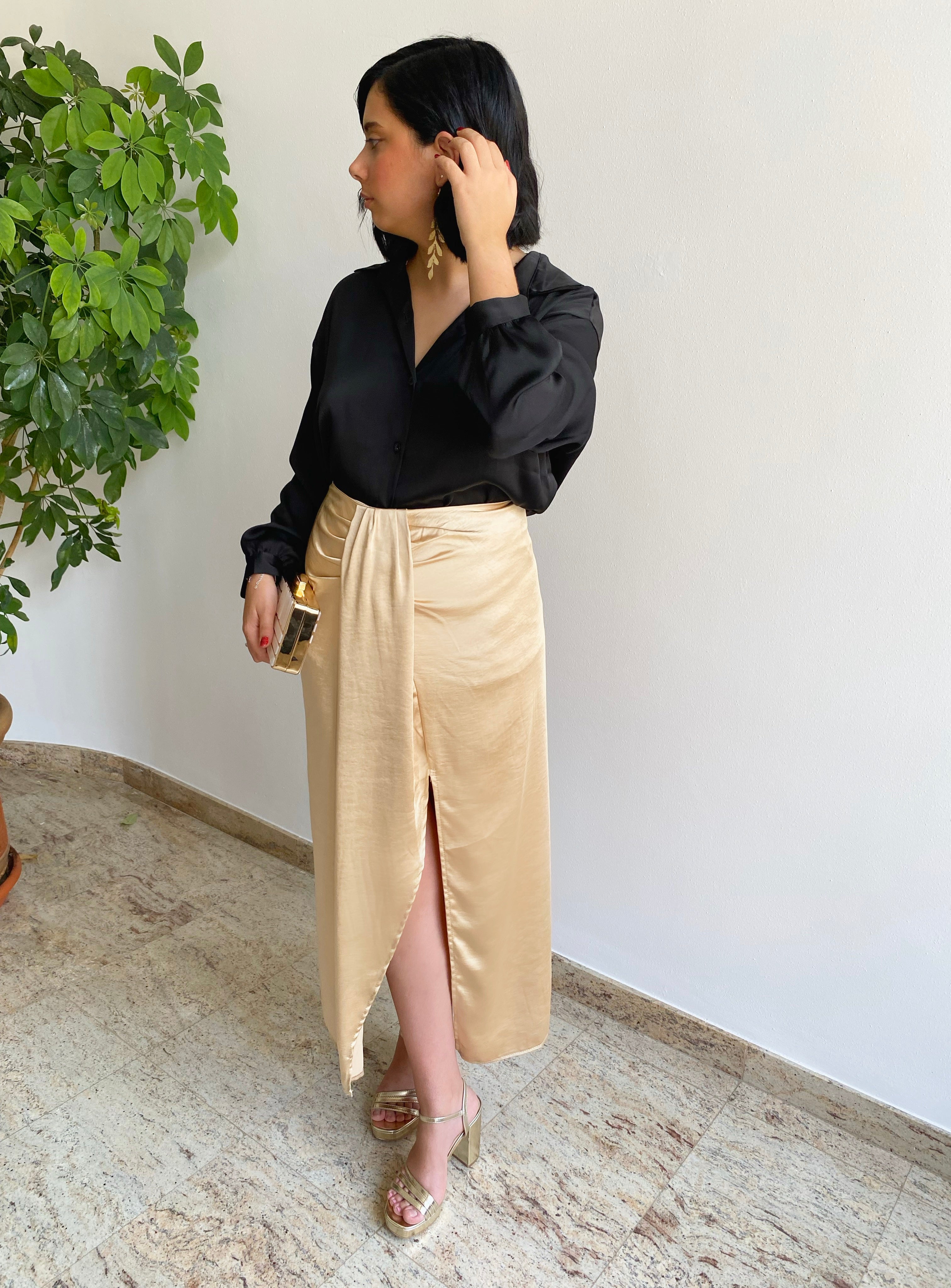 Beige satin Egyptian skirt