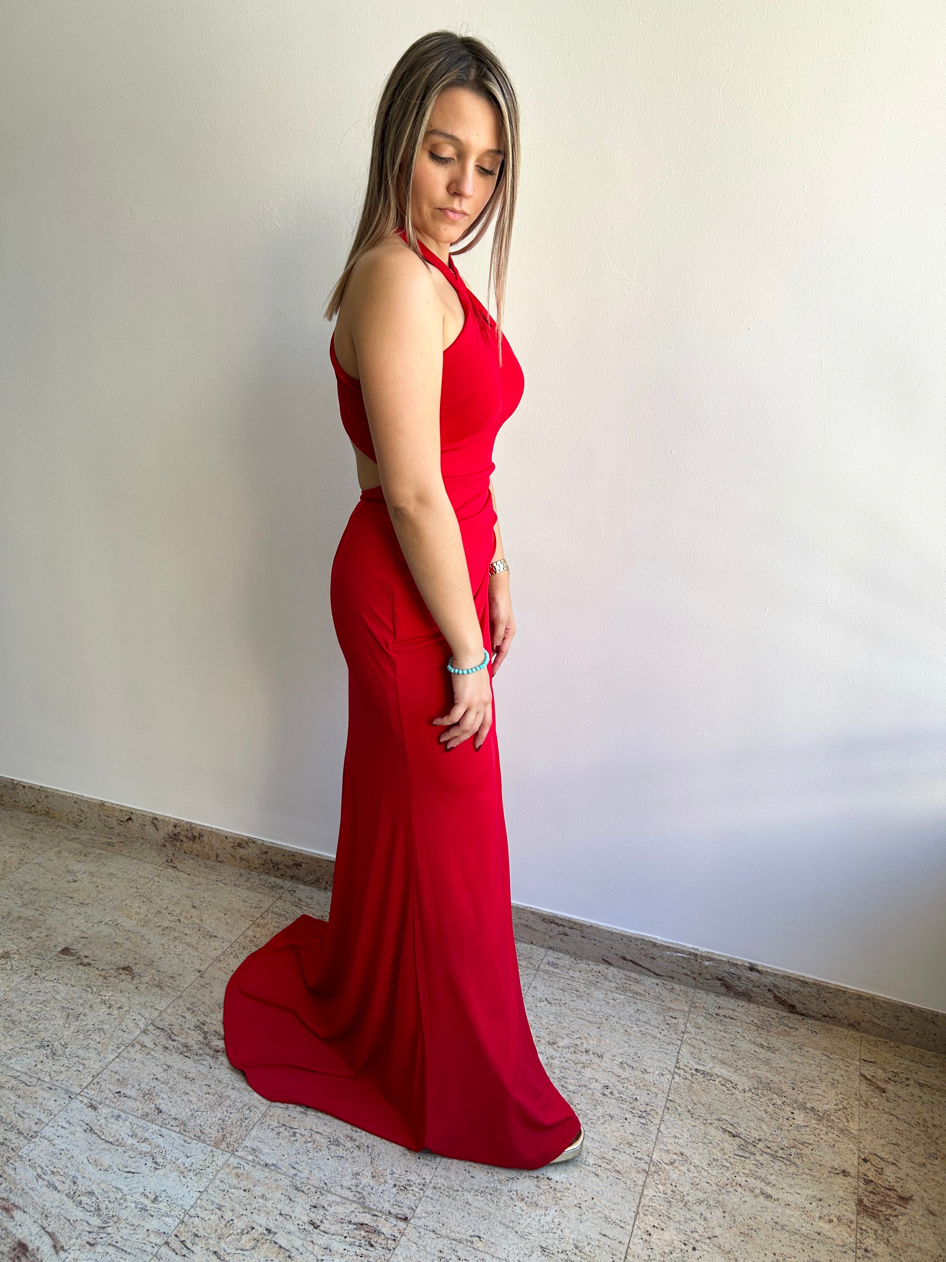 Vestido escote cruzado rojo