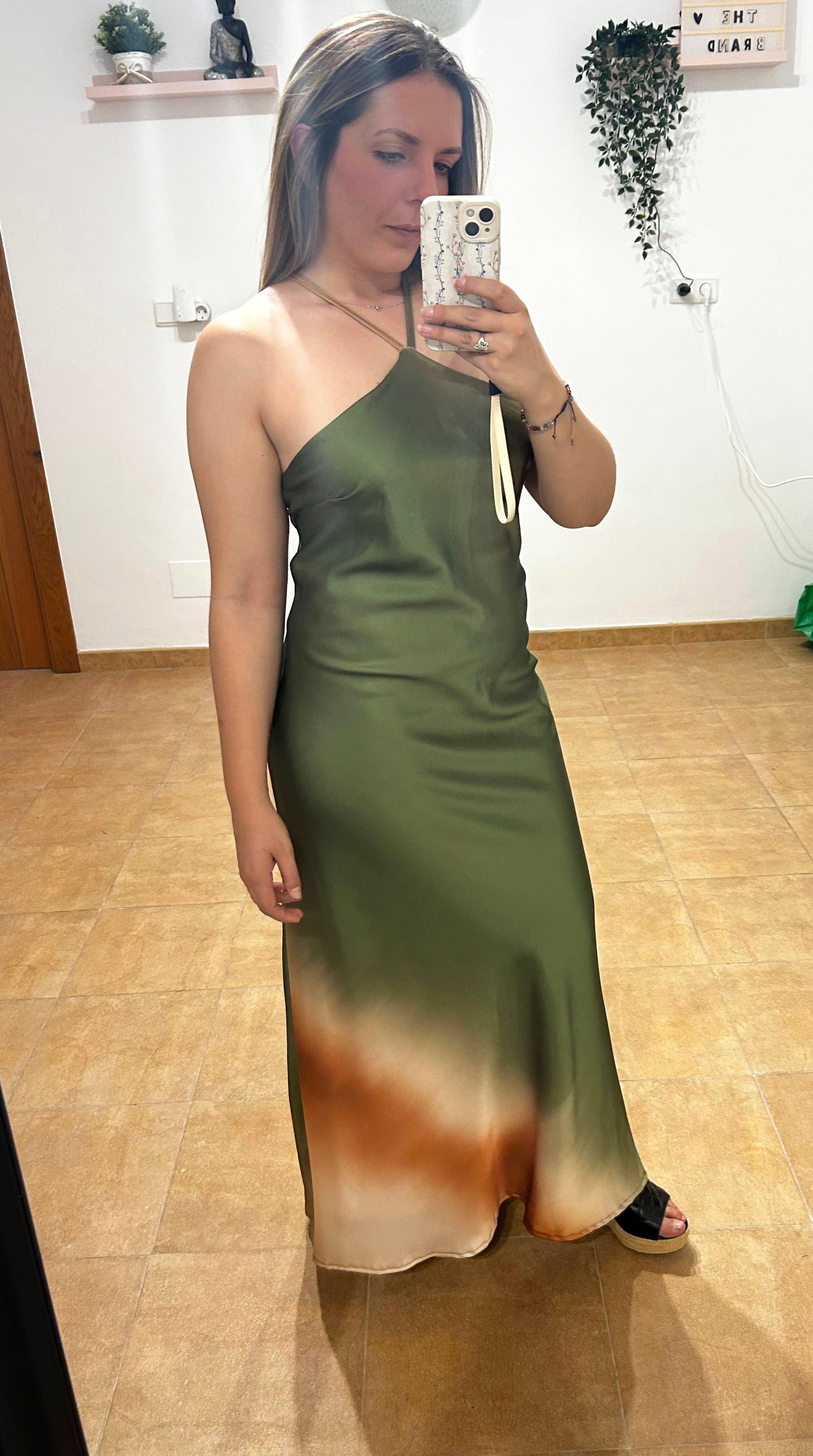 Vestido lencero degradado verde