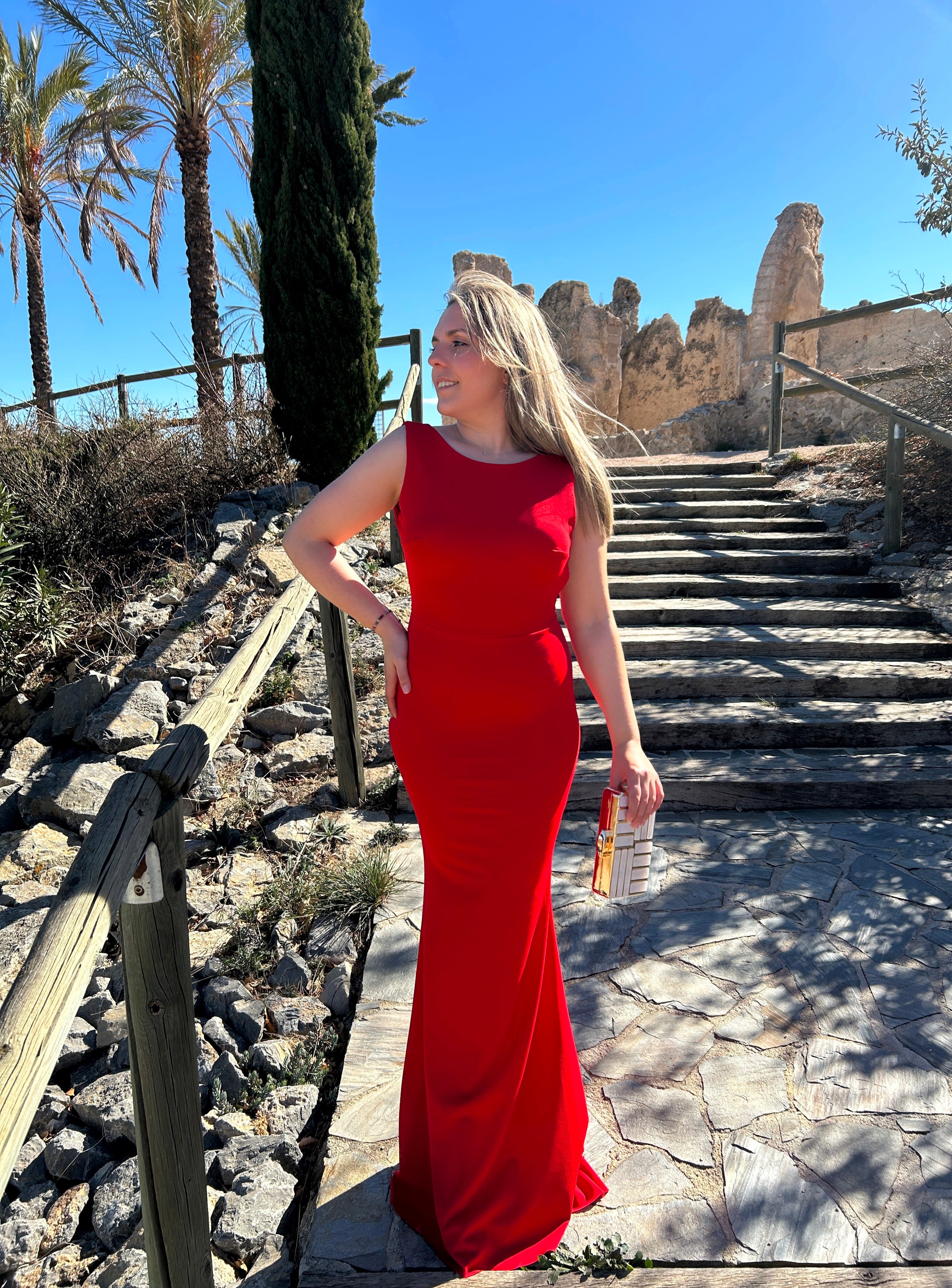 Red mermaid bow back dress